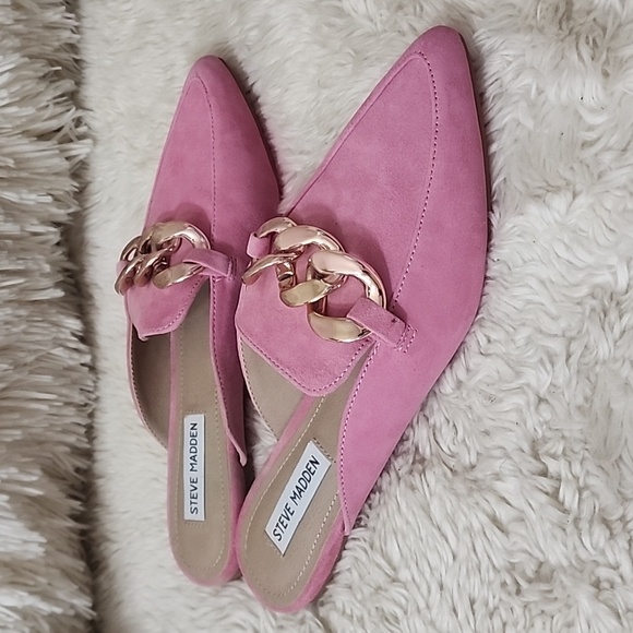 Steve Madden Finn Pink Chain Detail Mules - Picture 3 of 7